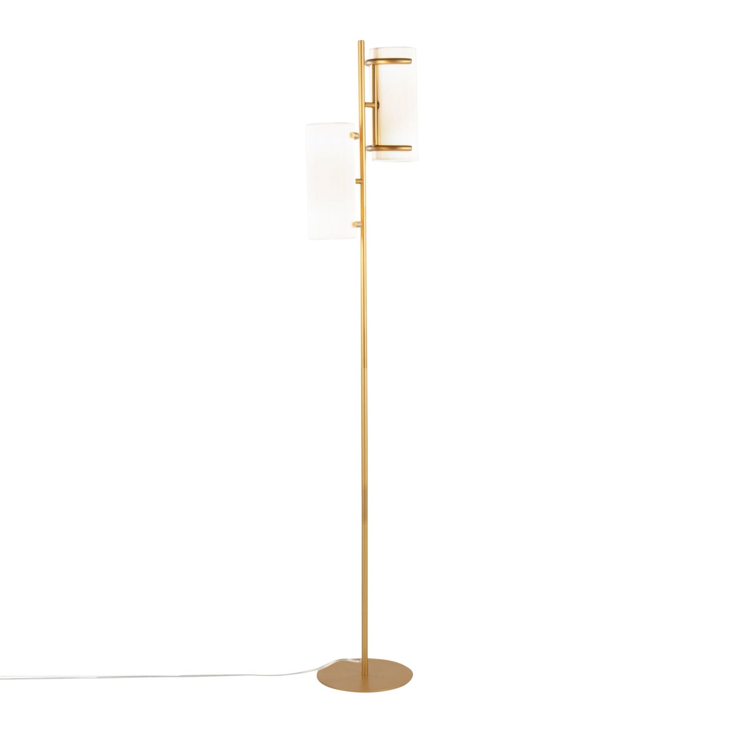 Rhonda Contemporary/Glam Floor Lamp in Gold Metal with White Shade By LumiSource | Floor Lamps | Modishstore - 5
