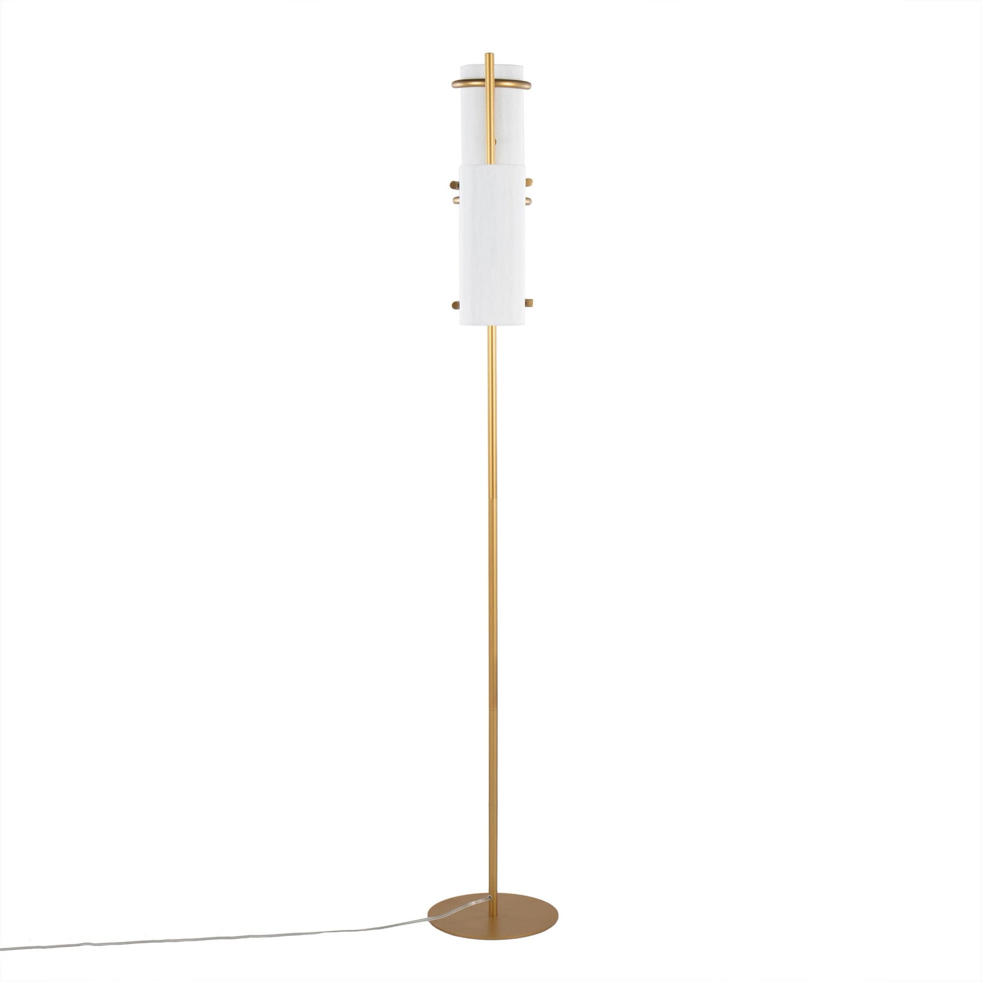 Rhonda Contemporary/Glam Floor Lamp in Gold Metal with White Shade By LumiSource | Floor Lamps | Modishstore - 6
