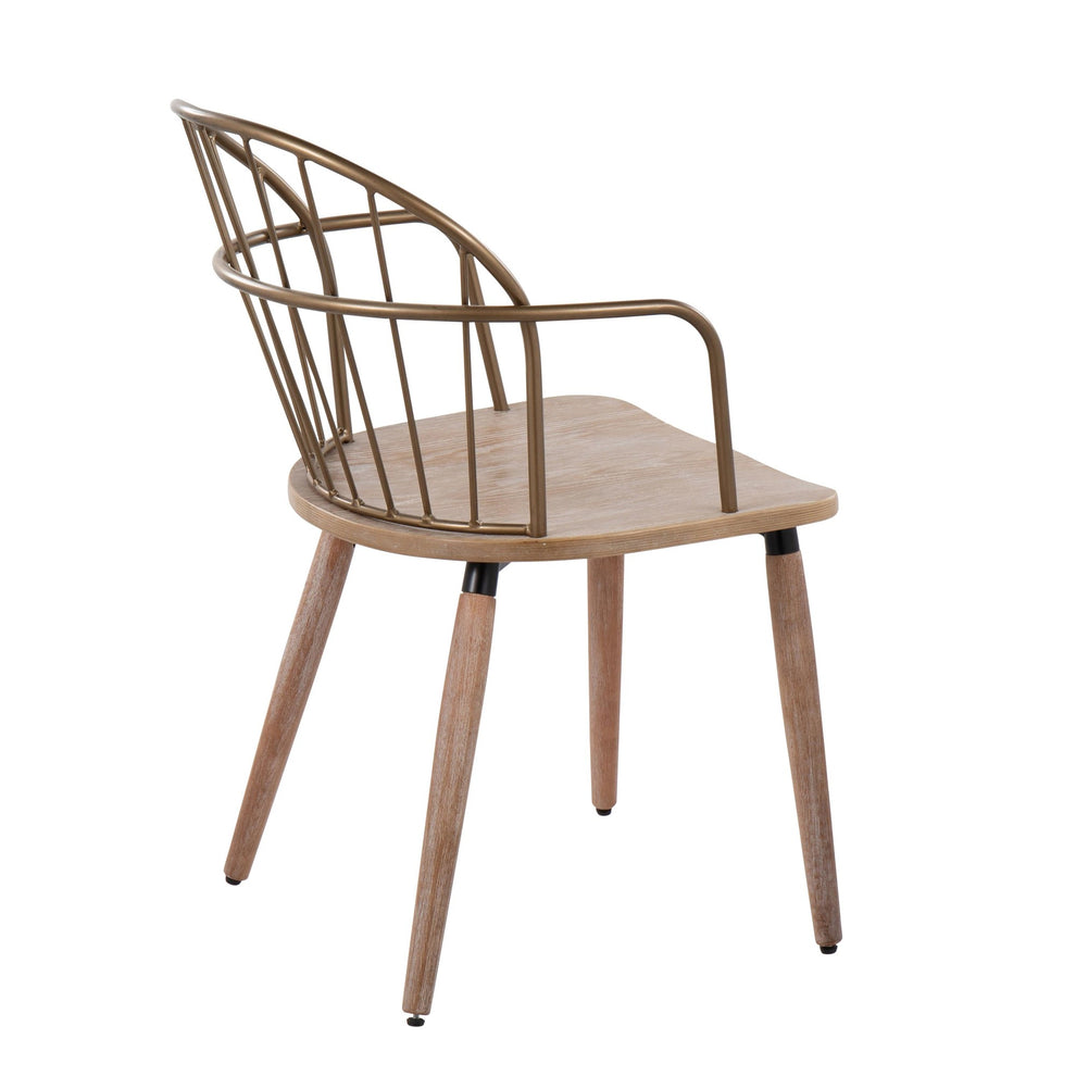Riley Industrial Chair in White Washed Wood and Antique Copper Metal By LumiSource. | Dining Chairs | Modishstore - 6