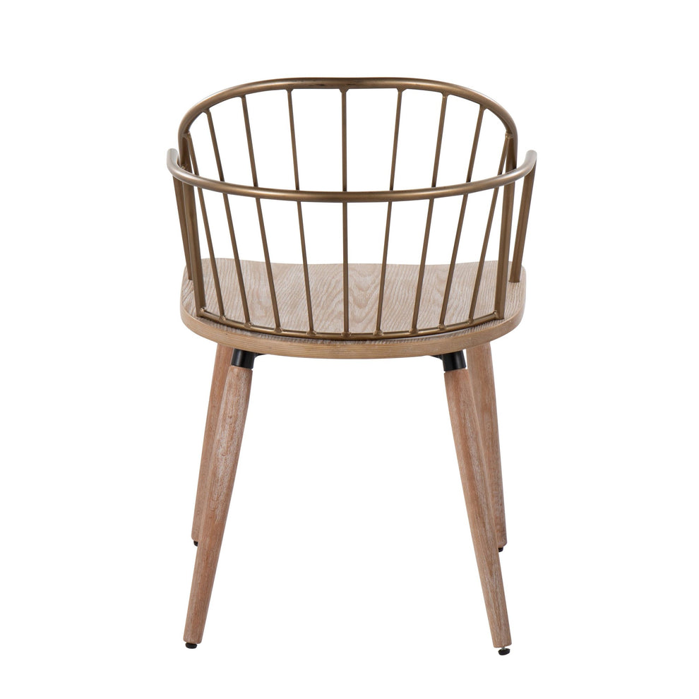 Riley Industrial Chair in White Washed Wood and Antique Copper Metal By LumiSource. | Dining Chairs | Modishstore - 7