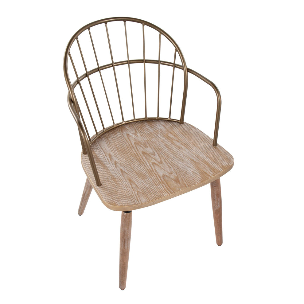 Riley Industrial Chair in White Washed Wood and Antique Copper Metal By LumiSource. | Dining Chairs | Modishstore - 2