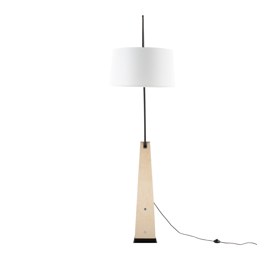 Robyn Mid-Century Modern Floor Lamp in Natural Wood and Black Metal with Black Linen Shade By LumiSource | Floor Lamps | Modishstore - 10
