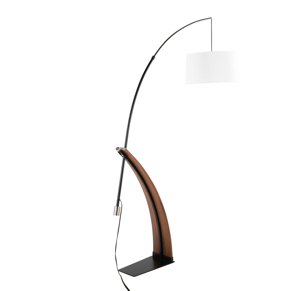 Robyn Mid-Century Modern Floor Lamp in Natural Wood and Black Metal with Black Linen Shade By LumiSource | Floor Lamps | Modishstore - 25