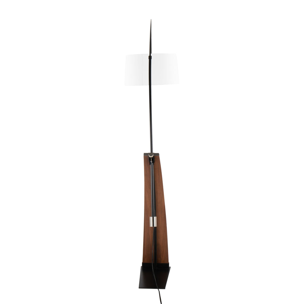Robyn Mid-Century Modern Floor Lamp in Natural Wood and Black Metal with Black Linen Shade By LumiSource | Floor Lamps | Modishstore - 26