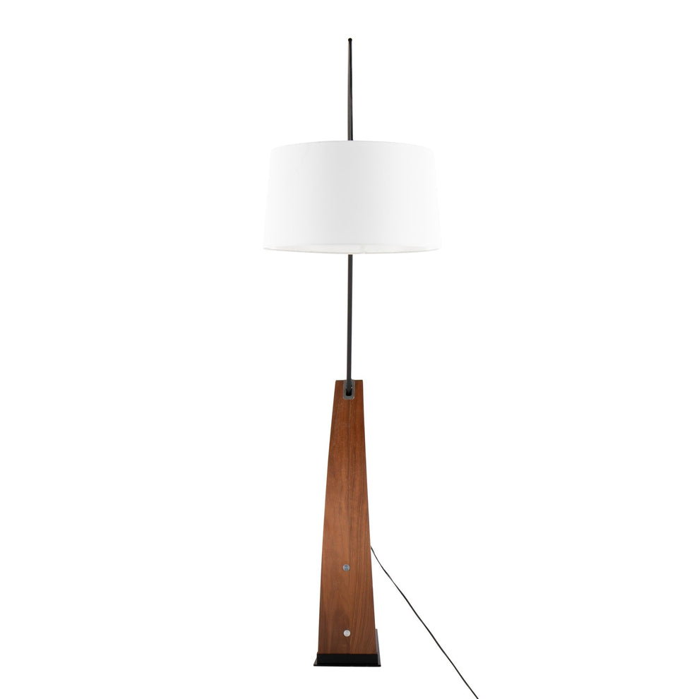Robyn Mid-Century Modern Floor Lamp in Natural Wood and Black Metal with Black Linen Shade By LumiSource | Floor Lamps | Modishstore - 19