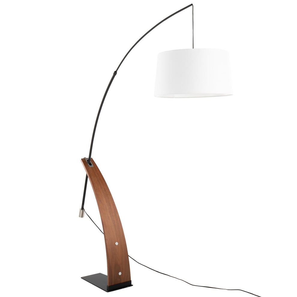 Robyn Mid-Century Modern Floor Lamp in Natural Wood and Black Metal with Black Linen Shade By LumiSource | Floor Lamps | Modishstore - 18