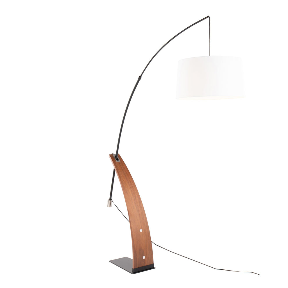 Robyn Mid-Century Modern Floor Lamp in Natural Wood and Black Metal with Black Linen Shade By LumiSource | Floor Lamps | Modishstore - 23