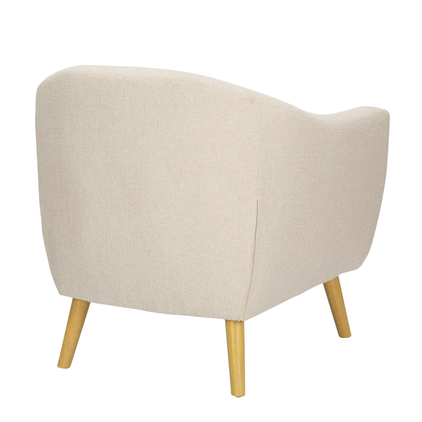 Rockwell Mid-Century Modern Accent Chair in Cream Fabric and Natural Wood By LumiSource | Accent Chairs | Modishstore - 6