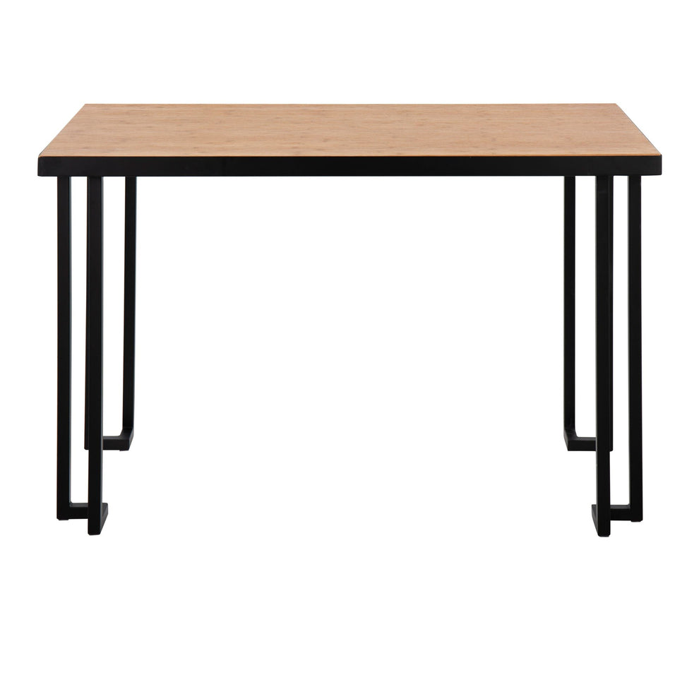Roman Industrial Desk in Black Steel with Natural Wood Top By LumiSource | Desks | Modishstore - 7