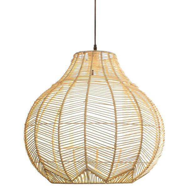 Lacey Rattan Woven Pendant Lamps- Round and Tall | ModishStore | Pendant Lamps-6