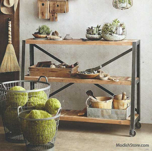 Roost Boatwood Low Shelf on Casters