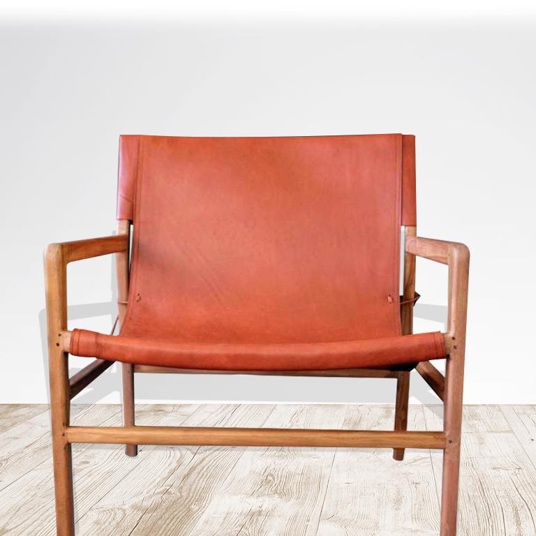 Lyon Leather Sling Arm Chair | ModishStore | Accent Chairs