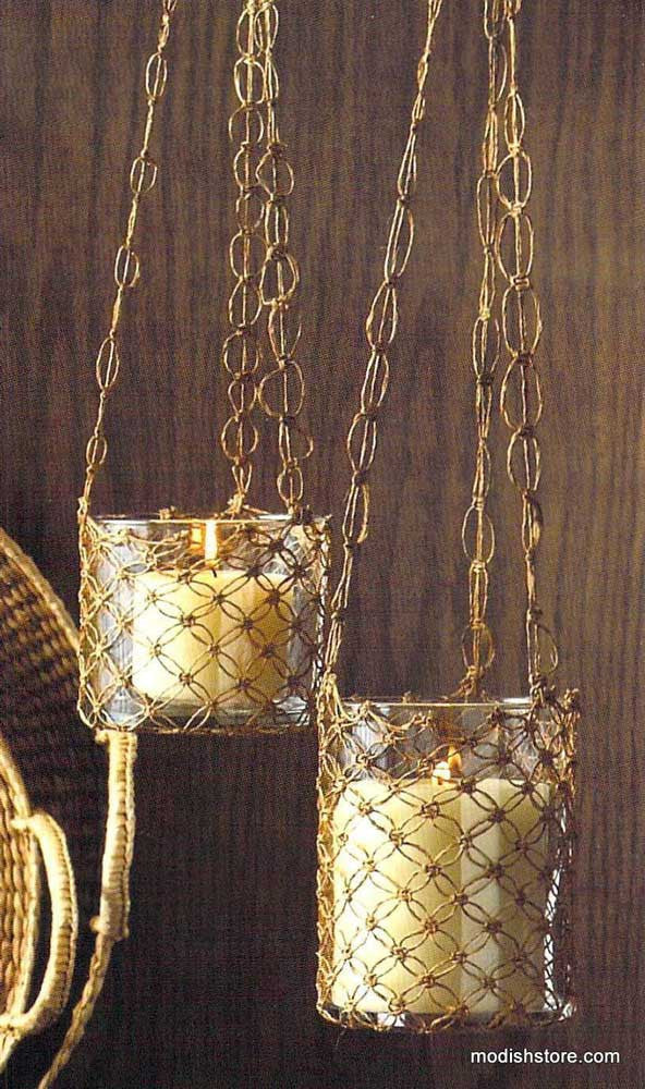 Roost Hanging Macrame Candle Holders - Set Of 2