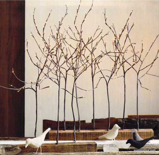 Roost Lighted Branches & Reclaimed Wood Plank Branch Holders