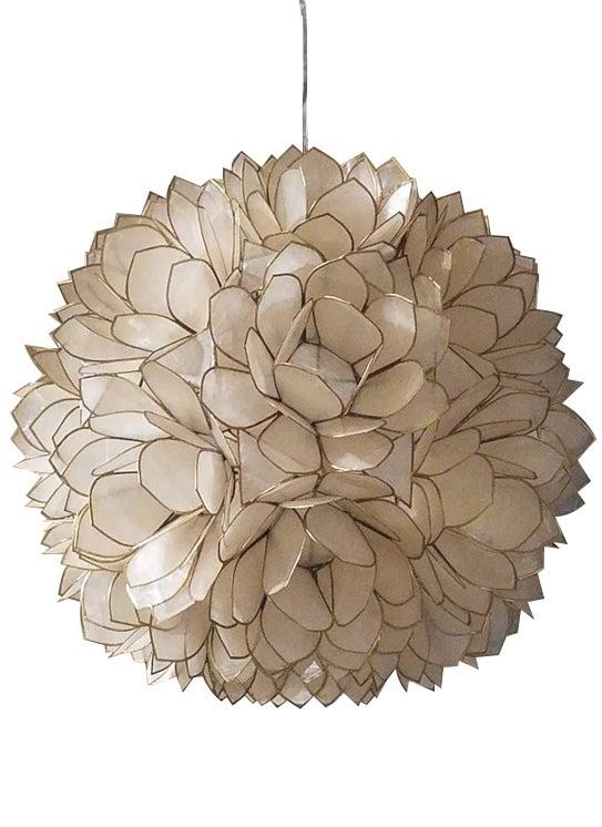 Capiz Shell Petal Chandelier- White, Lotus Ball Pendant- 3 Sizes | ModishStore | Chandeliers-5