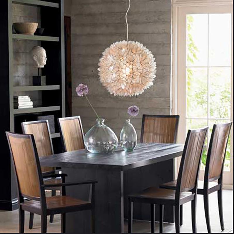 Capiz Shell Petal Chandelier- White, Lotus Ball Pendant- 3 Sizes | ModishStore | Chandeliers