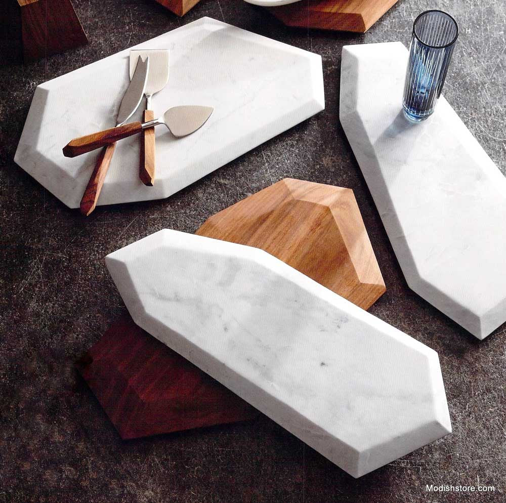 Roost Faceted Marble Serving Boards