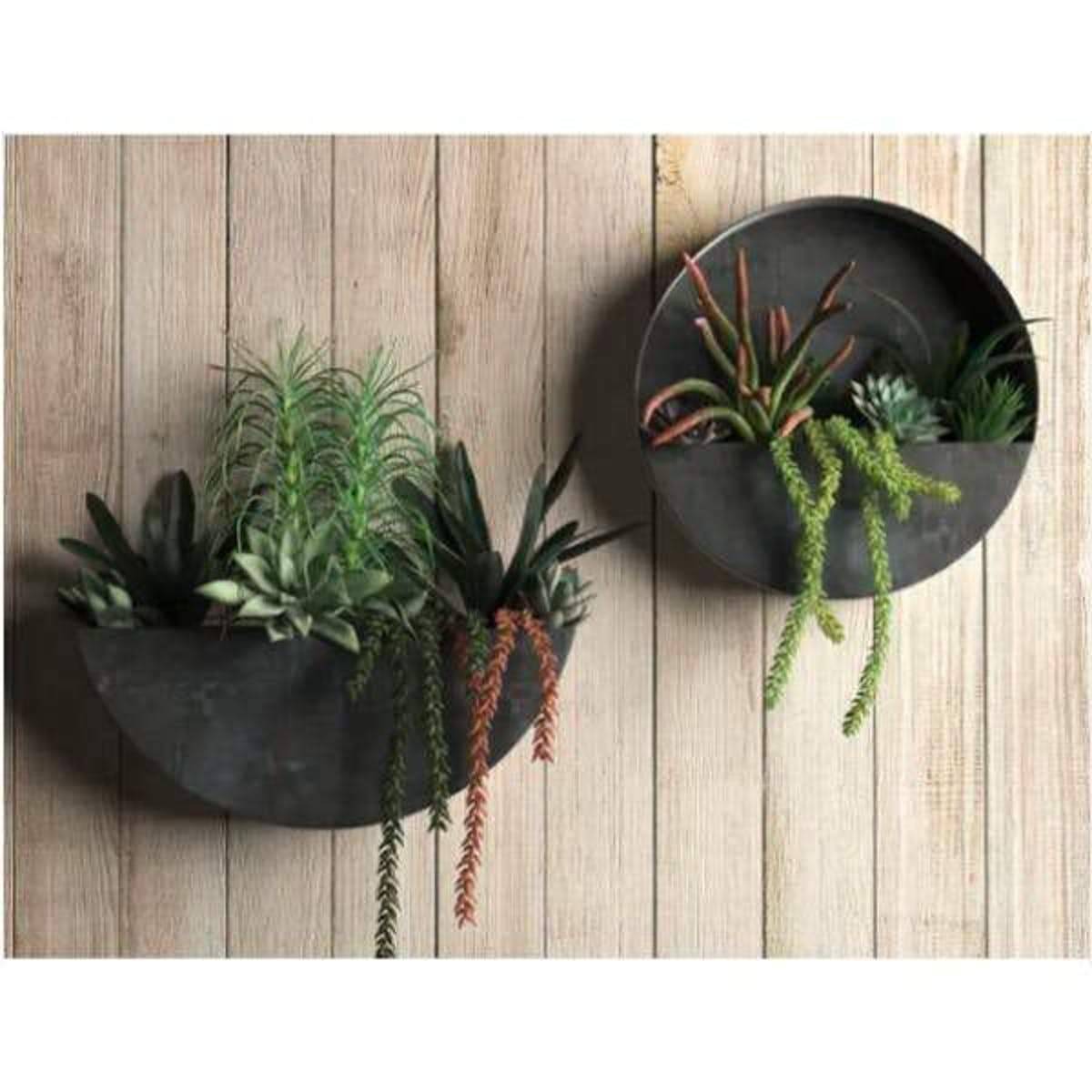 round wall succulent planter Wall Planters, Iron Indoor/Outdoor Circle & Semi Circle – Modish Store