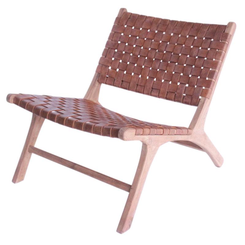 Oslo Leather & Teak Lounge Chair by Artisan Living | ModishStore | Accent Chairs-3