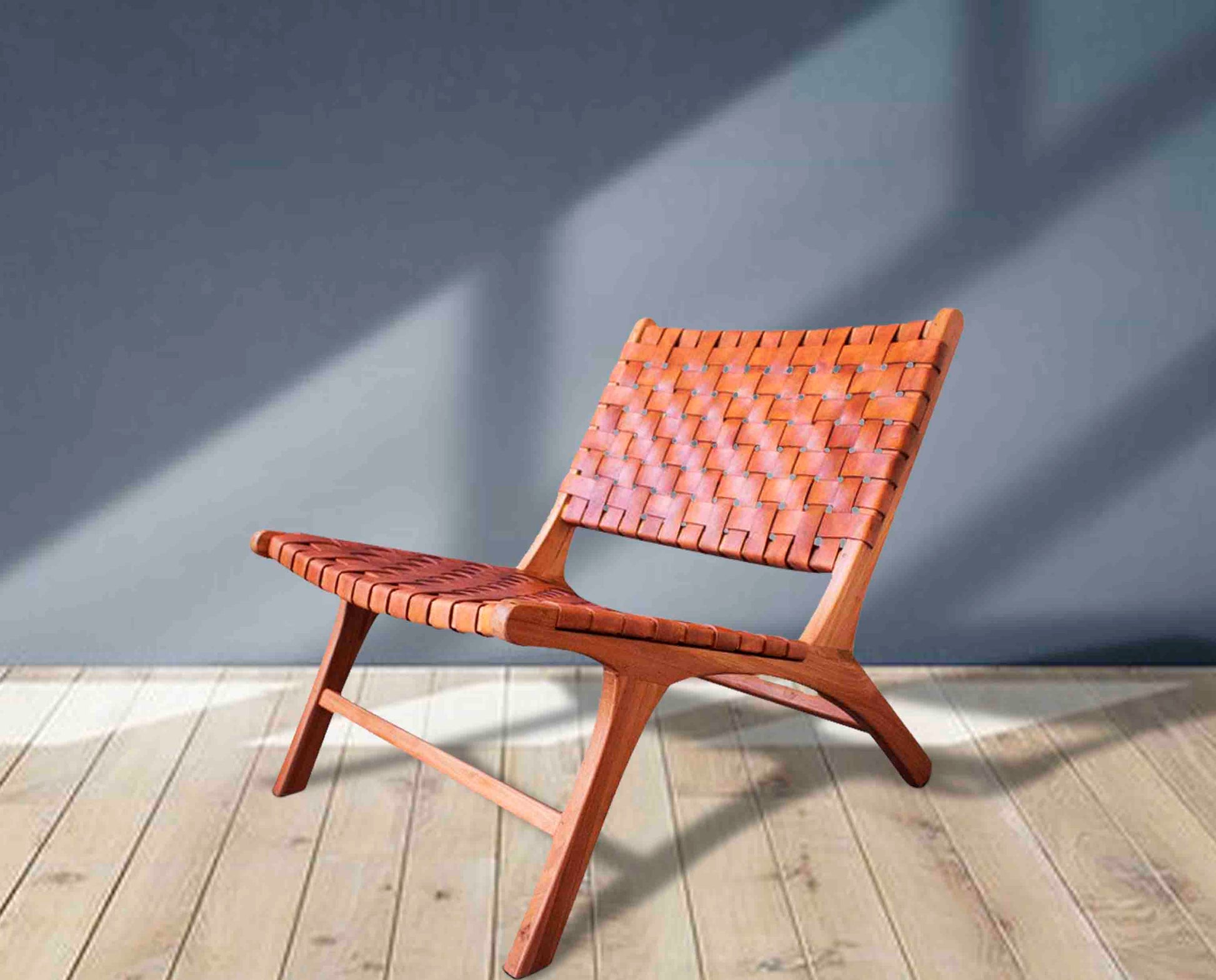 Oslo Leather & Teak Lounge Chair by Artisan Living | ModishStore | Accent Chairs-5