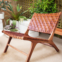 Oslo Leather & Teak Lounge Chair by Artisan Living