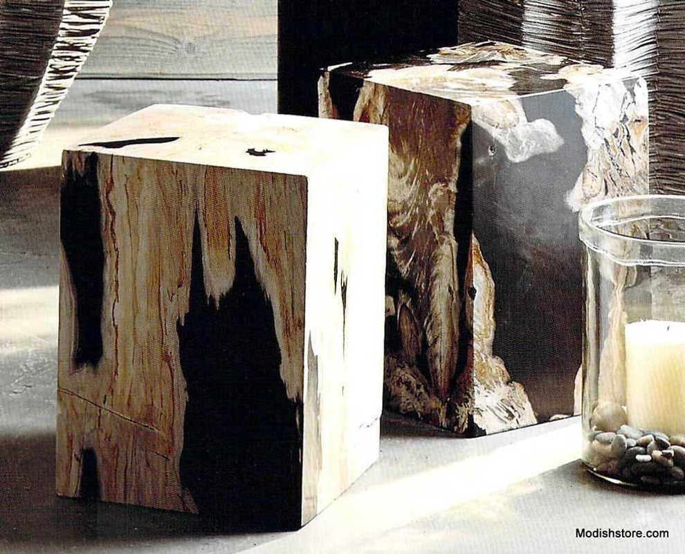 Roost Petrified Wood Block Stools | ModishStore | Stools & Benches