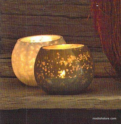 Roost Roly-Poly Mercury Glass Tealight Holders - Set Of 12