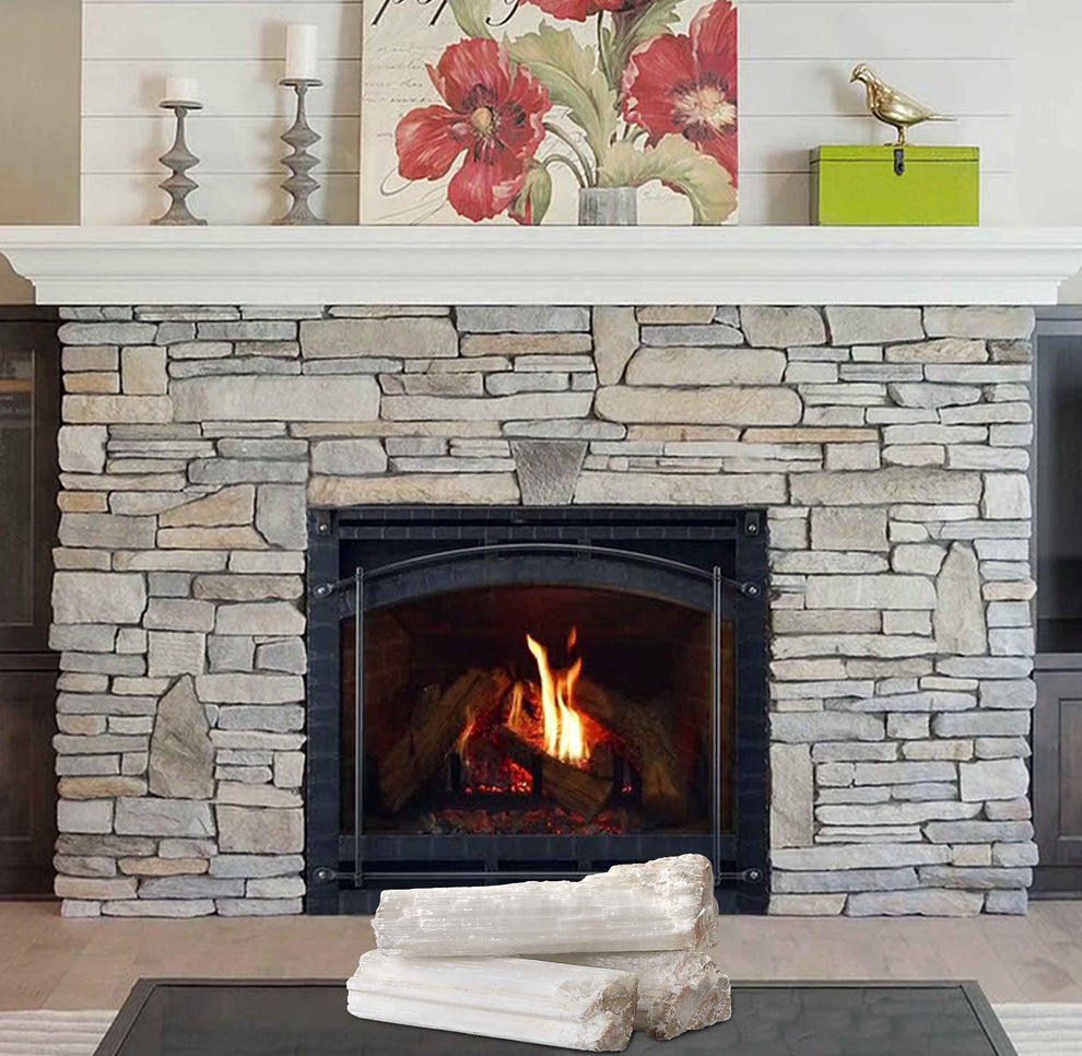 Selenite Crystal Logs | ModishStore | Fireplace Accessories-4