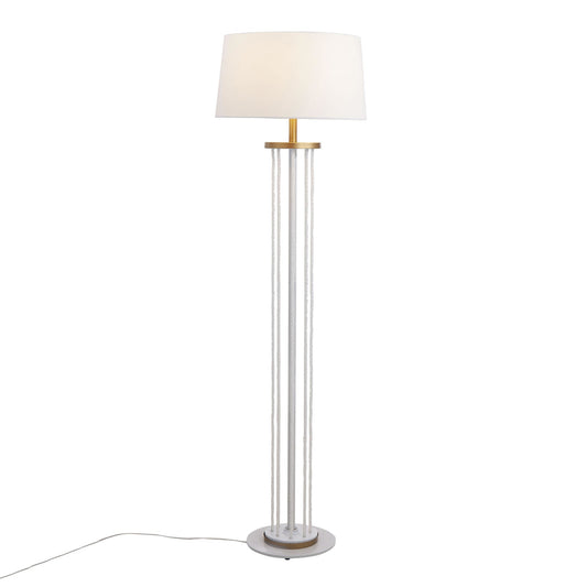 Rope Contemporary Floor Lamp in Natural Wood, White Metal, and White Rope Accent By LumiSource | Floor Lamps | Modishstore