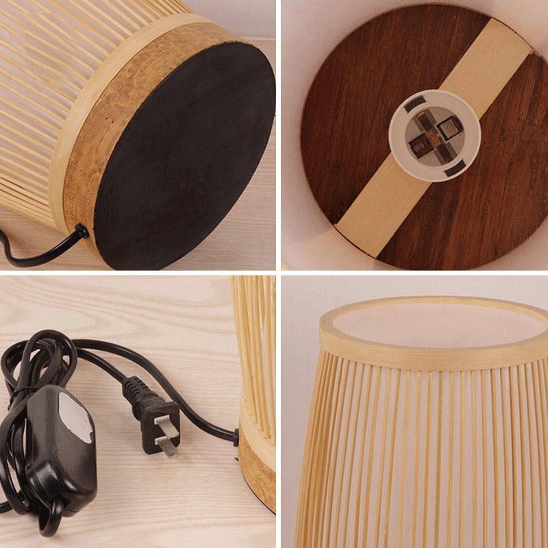 Round Bamboo Wicker Rattan Bucket Table Lamp by Artisan Living | ModishStore | Table Lamps-2
