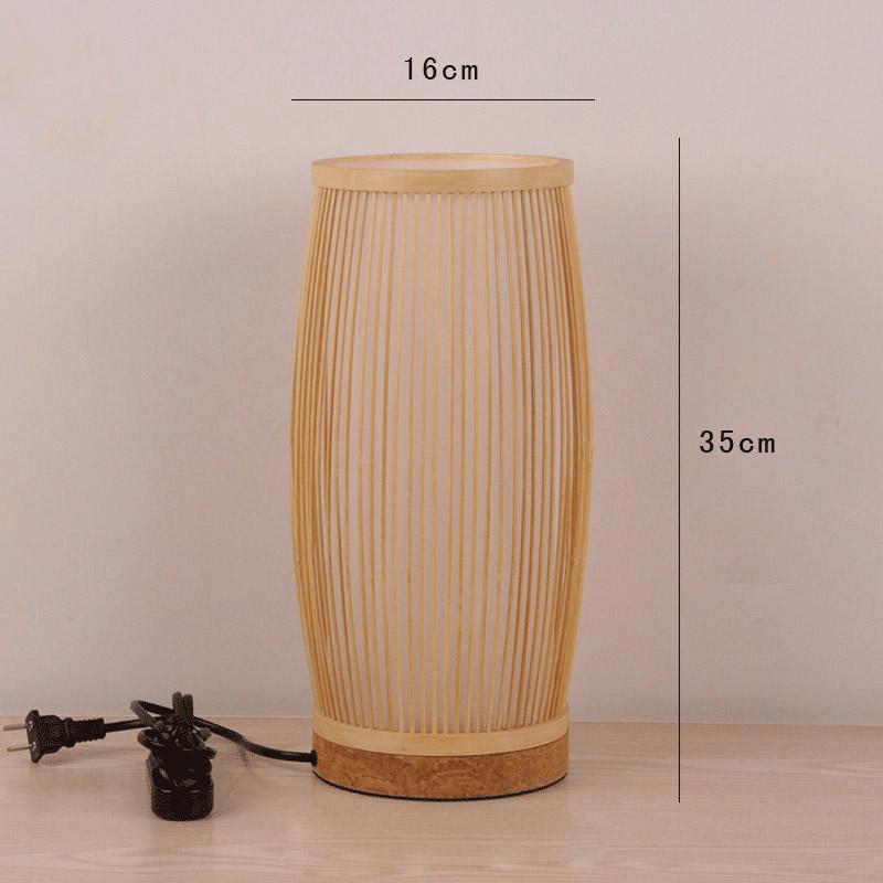 Round Bamboo Wicker Rattan Bucket Table Lamp by Artisan Living | ModishStore | Table Lamps-4