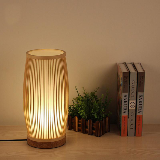 Round Bamboo Wicker Rattan Bucket Table Lamp by Artisan Living | ModishStore | Table Lamps