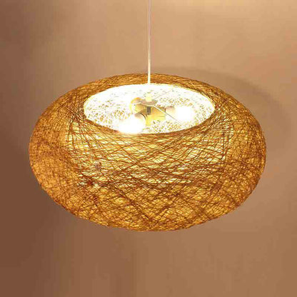 Round Wicker Rattan Bird Nest Pendant Light By Artisan Living | Pendant Lamps | 12106S | Modishstore
