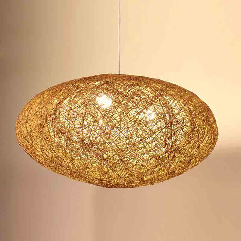 Round Wicker Rattan Bird Nest Pendant Light By Artisan Living | Pendant Lamps | 12106S | Modishstore - 6