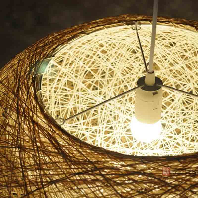 Round Wicker Rattan Bird Nest Pendant Light By Artisan Living | Pendant Lamps | 12106S | Modishstore - 3
