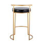 Round Fuji 26" Contemporary Fixed-Height Counter Stool in Gold Metal and Black Faux Leather By LumiSource - Set of 2 | Counter Stools | Modishstore - 8