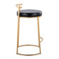 Round Fuji 26" Contemporary Fixed-Height Counter Stool in Gold Metal and Black Faux Leather By LumiSource - Set of 2 | Counter Stools | Modishstore - 6