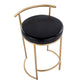 Round Fuji 26" Contemporary Fixed-Height Counter Stool in Gold Metal and Black Faux Leather By LumiSource - Set of 2 | Counter Stools | Modishstore - 3