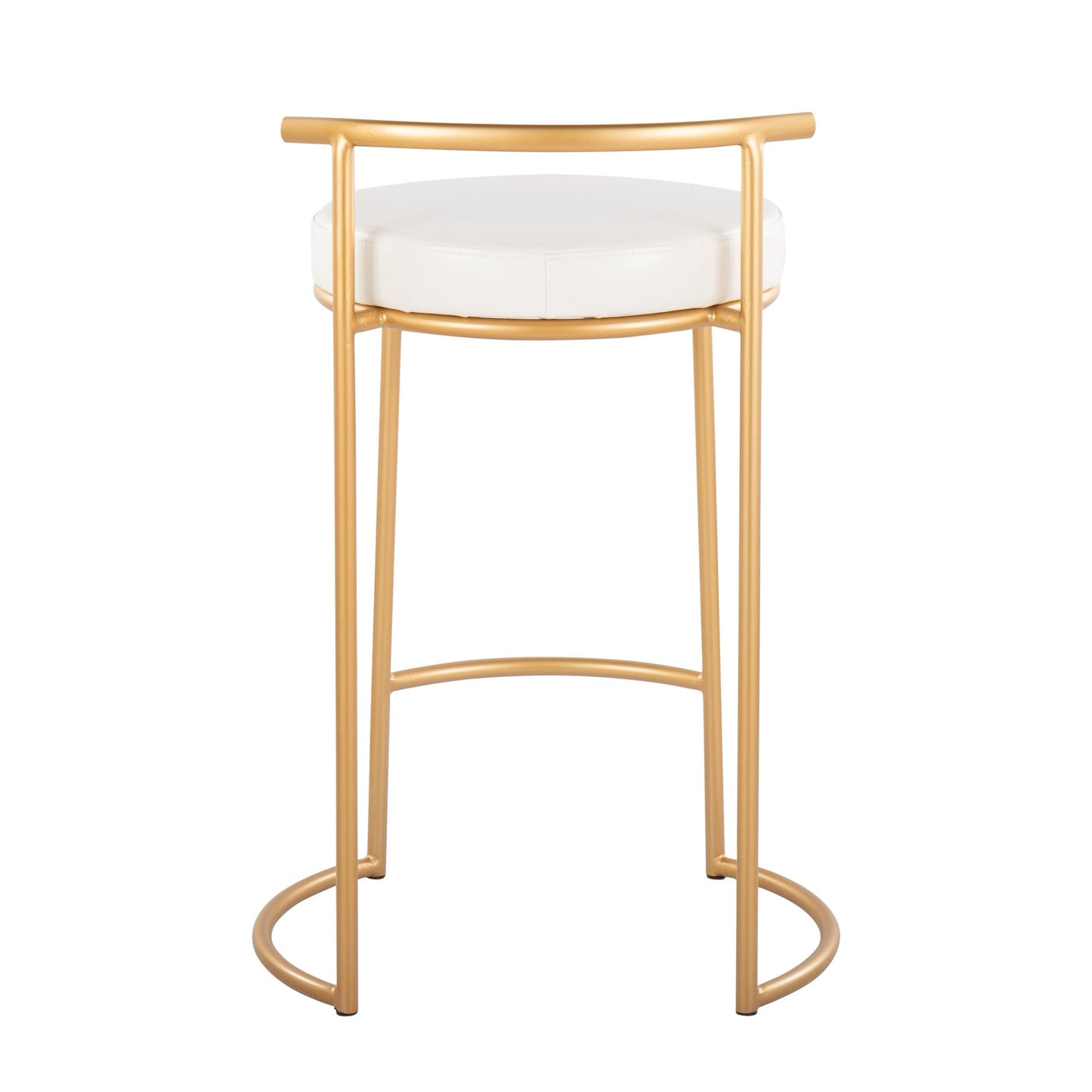 Round Fuji 26" Contemporary Fixed-Height Counter Stool in Gold Metal and Black Faux Leather By LumiSource - Set of 2 | Counter Stools | Modishstore - 16