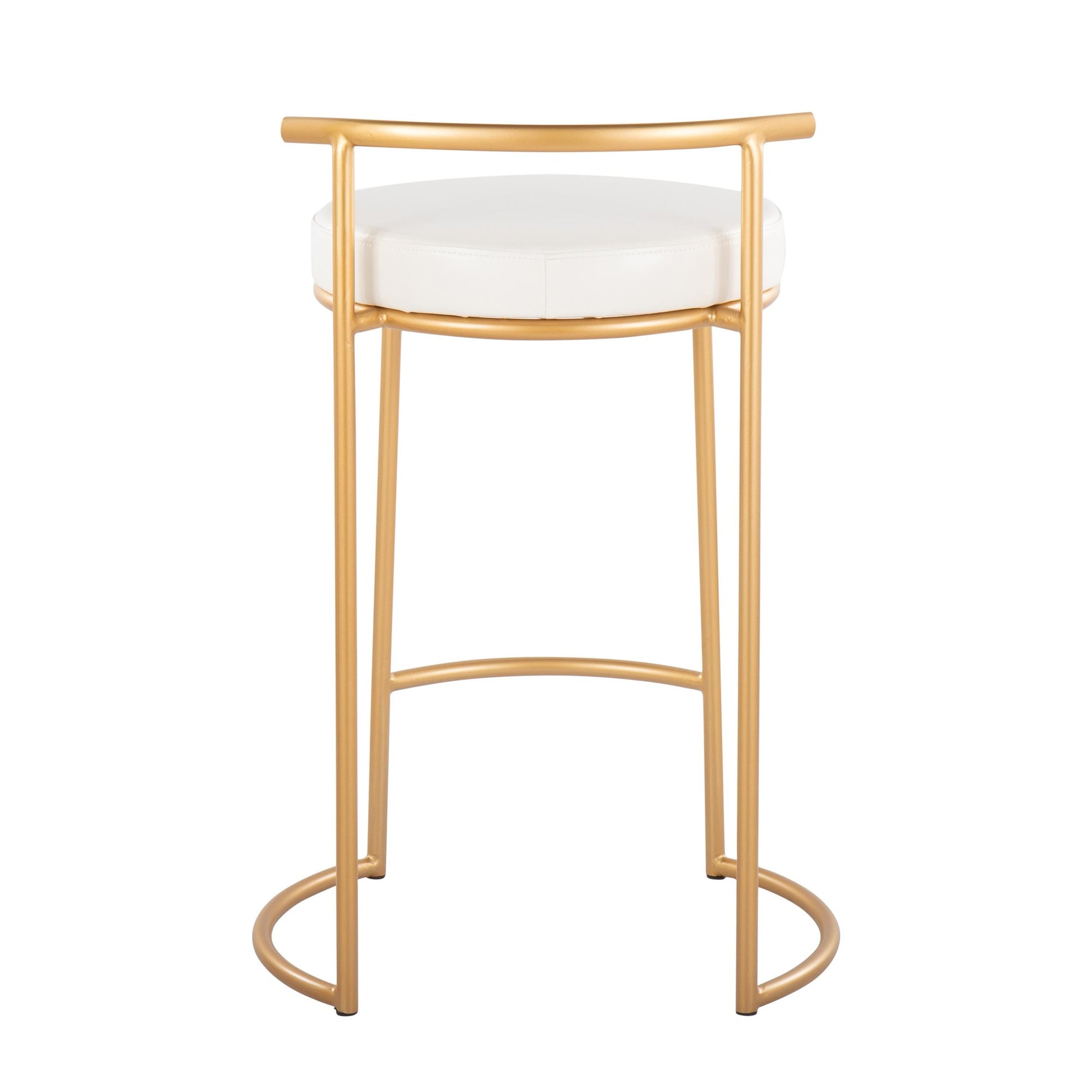 Round Fuji 26" Contemporary Fixed-Height Counter Stool in Gold Metal and Black Faux Leather By LumiSource - Set of 2 | Counter Stools | Modishstore - 16