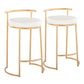 Round Fuji 26" Contemporary Fixed-Height Counter Stool in Gold Metal and Black Faux Leather By LumiSource - Set of 2 | Counter Stools | Modishstore - 9