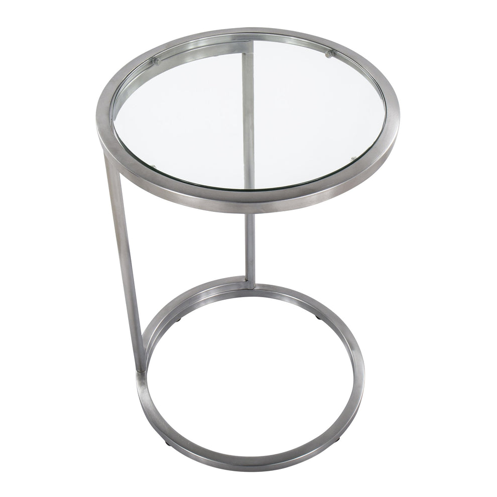 Round Zenn End Table in Gold Metal with Clear Glass Table Top By LumiSource | Side Tables | Modishstore - 18
