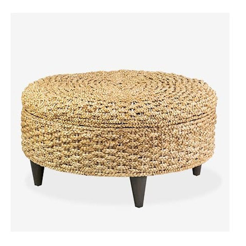 Easton round storage waterhyacinth ottoman by Jeffan | Ottomans | Modishstore