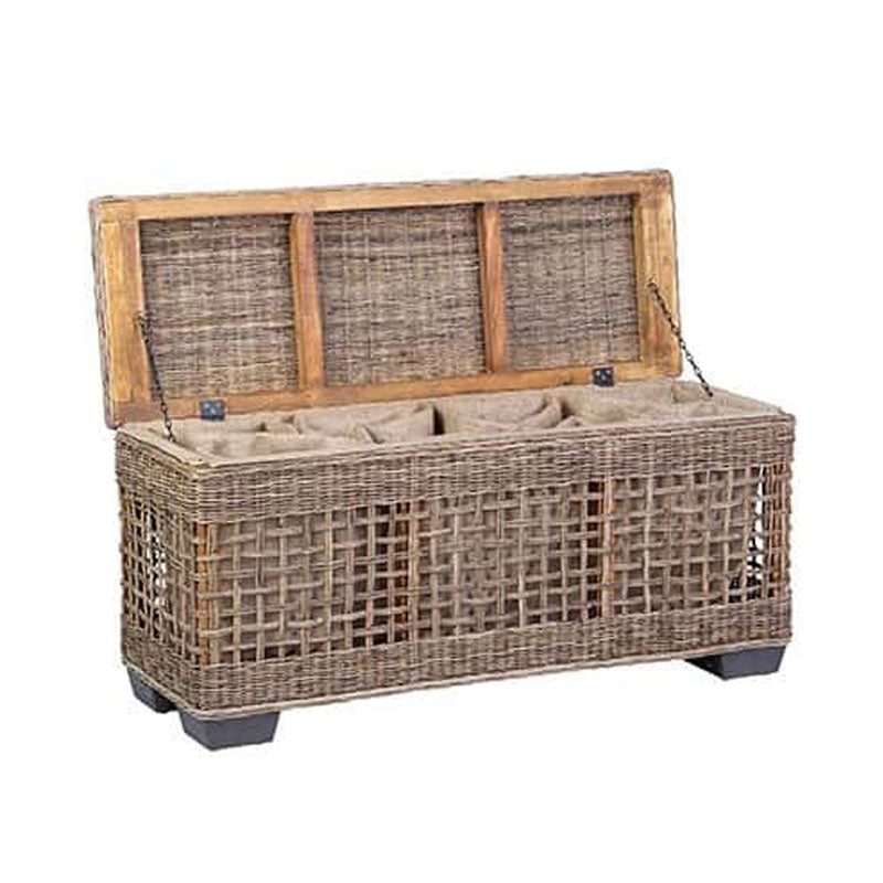 Milton Rattan Bench with shoe storage by Jeffan | Bins, Baskets & Buckets | Modishstore - 8