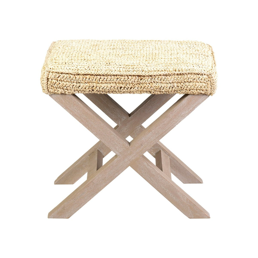 20" H X-Style Ottoman with Raffia Set of 2 by Jeffan | Ottomans | Modishstore - 7