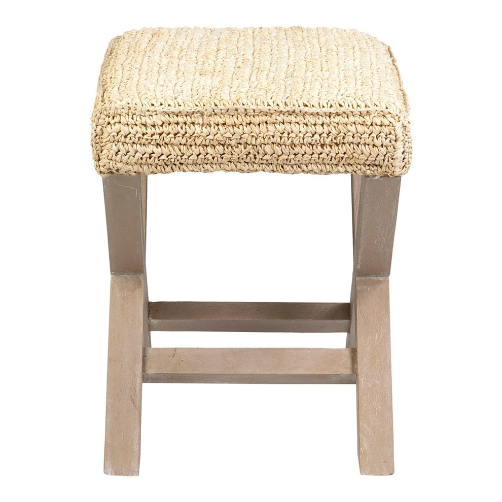 20" H X-Style Ottoman with Raffia Set of 2 by Jeffan | Ottomans | Modishstore - 8
