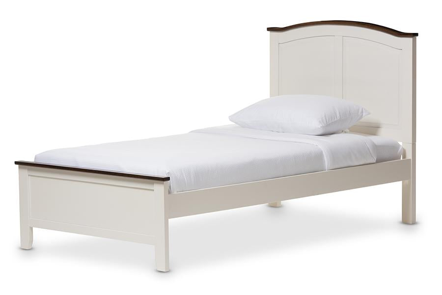 baxton studio harry classic butter milk and walnut finishing twin size platform bed | Modish Furniture Store-2