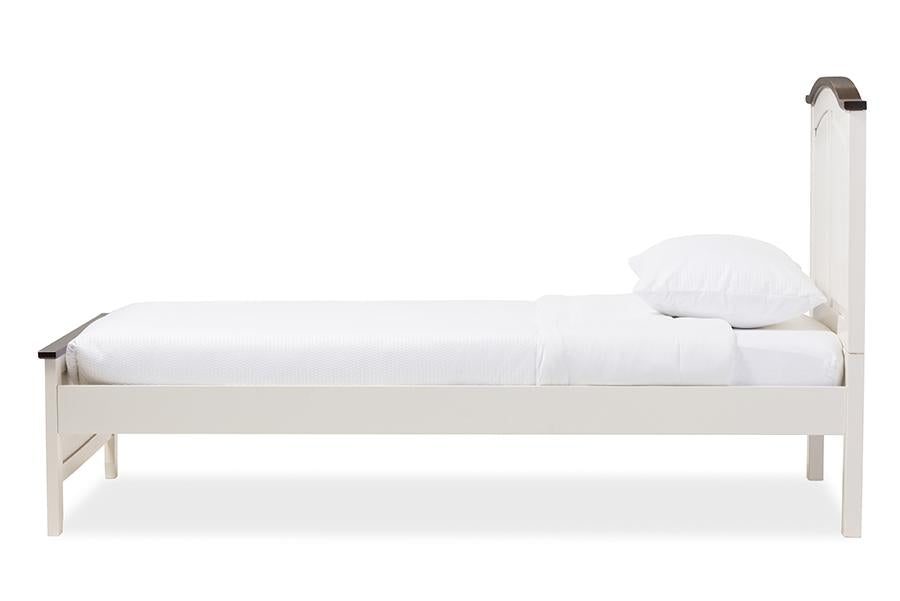 baxton studio harry classic butter milk and walnut finishing twin size platform bed | Modish Furniture Store-3