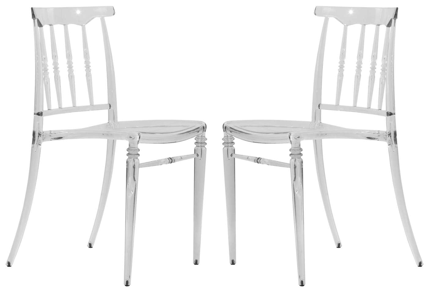 LeisureMod Spindle Transparent Modern Lucite Dining Chair in Clear Set of 2 | Dining Chairs | Modishstore