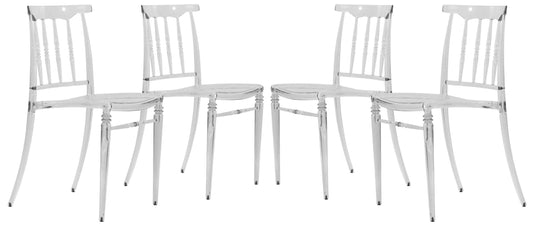 LeisureMod Spindle Transparent Modern Lucite Dining Chair in Clear Set of 4 | Dining Chairs | Modishstore